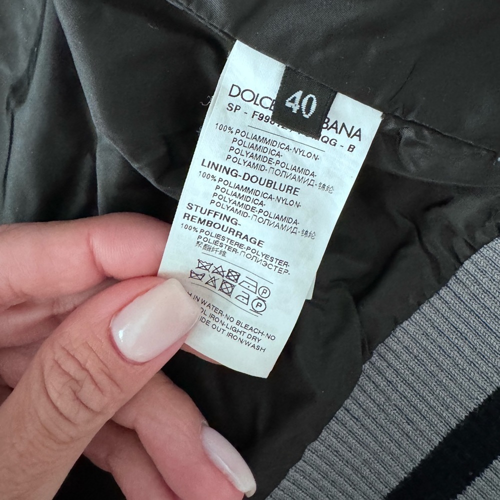 Dolce & Gabbana Embellished Crystal Bomber Jacket Grey Quilted Size S - Picture 8 of 8
